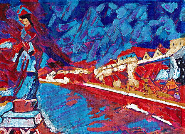 530_Hl. Nepomuk auf Elisabethbrücke Bad Ischl, abstrakt, .jpg